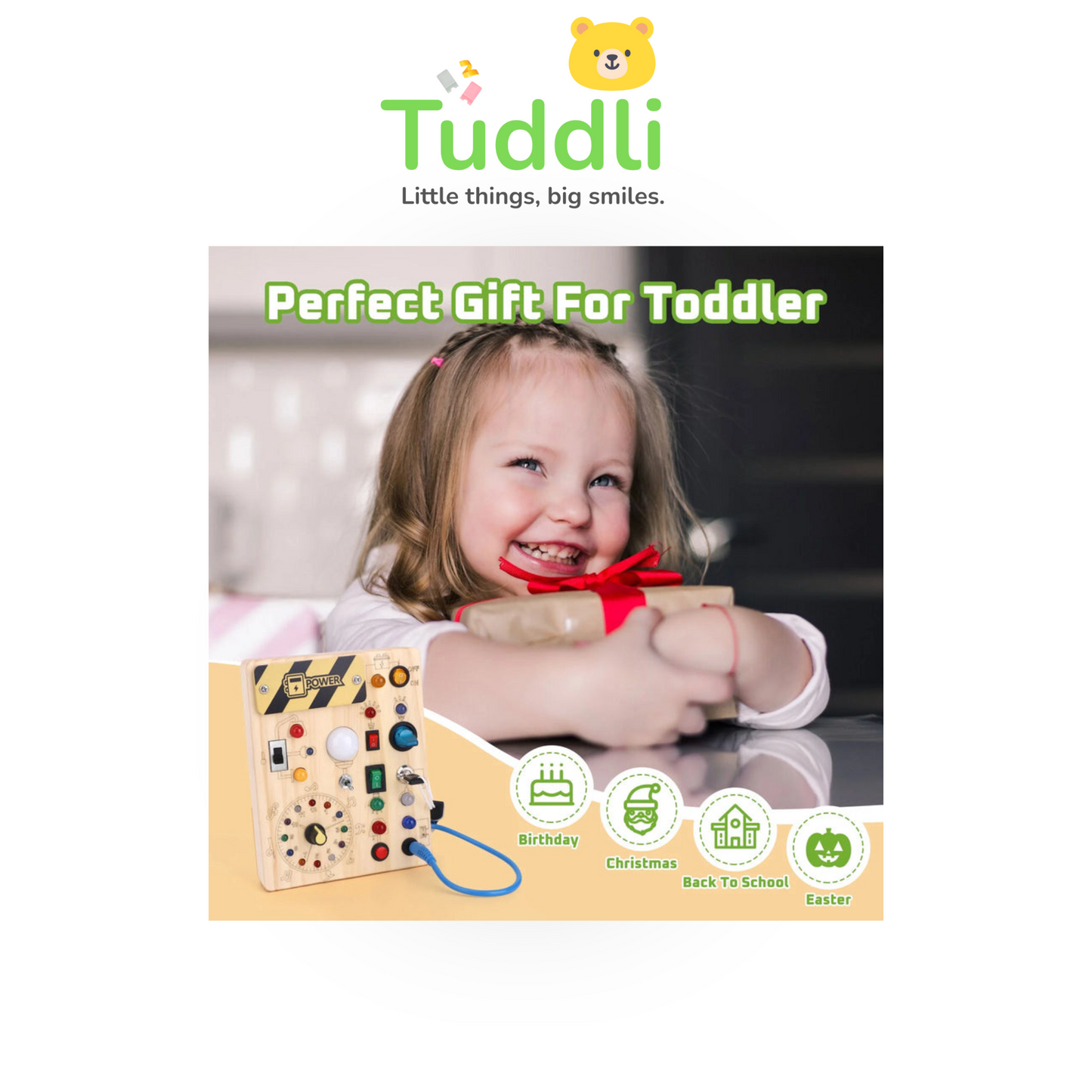 Montessori Busy Board with LED Lights