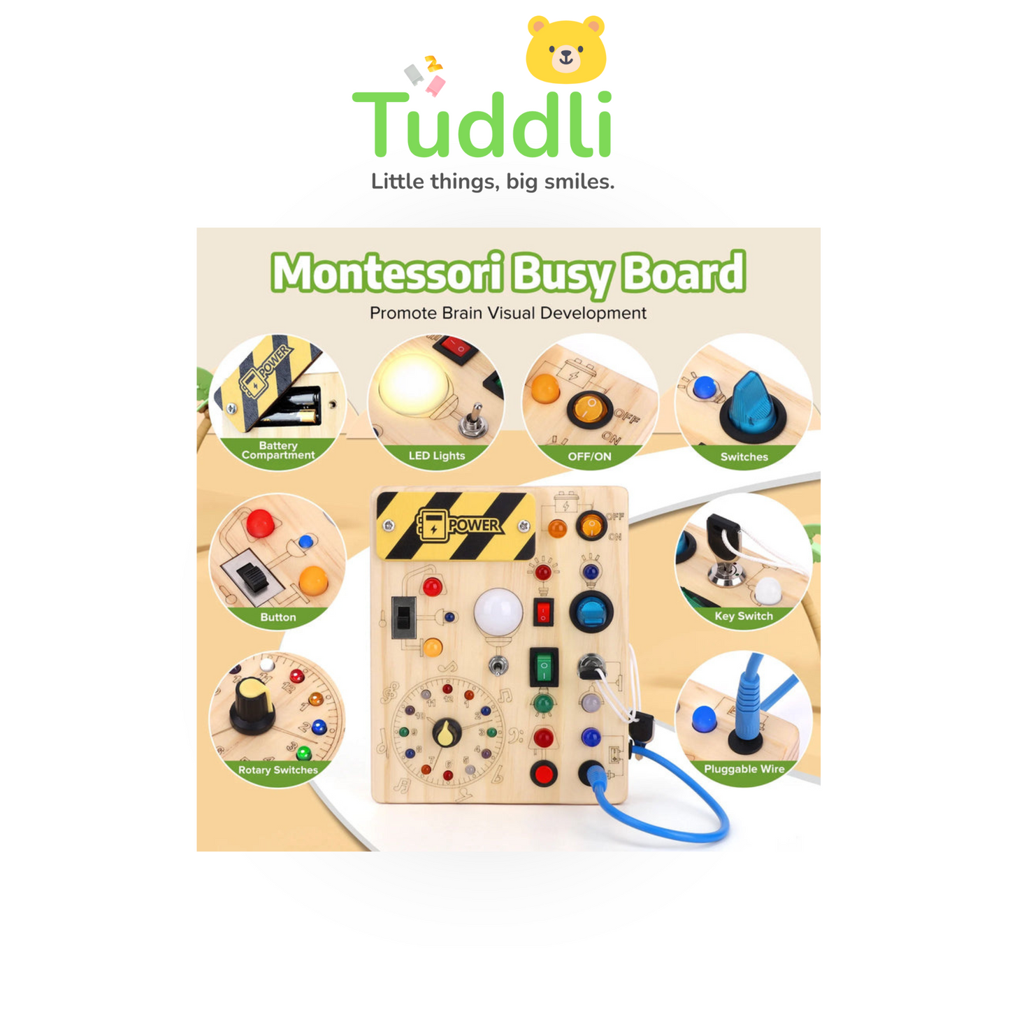 Montessori Busy Board with LED Lights