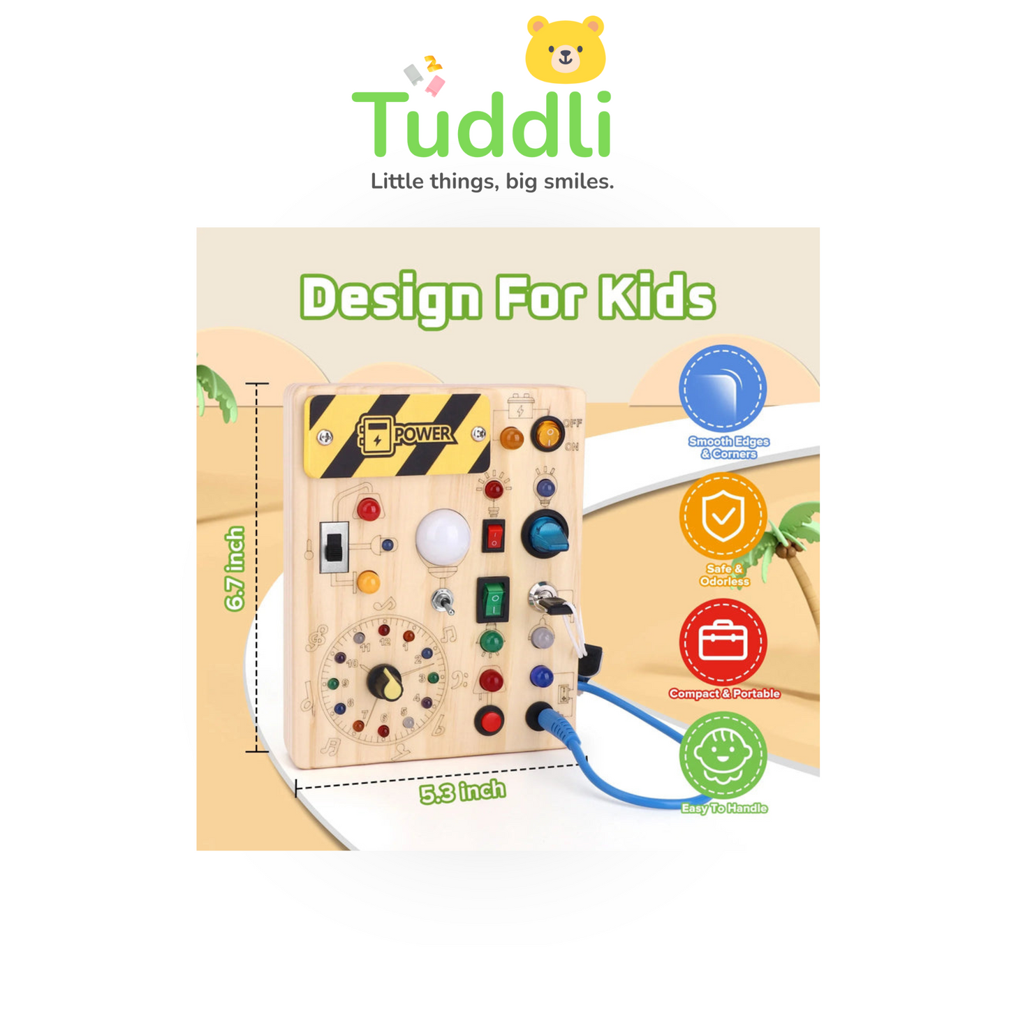 Montessori Busy Board with LED Lights